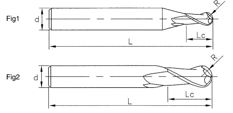 HRC45 Ball Nose End Mills 2 Flute 07