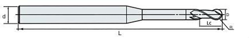 HRC55 Long Neck Ballnose End Mills 2 Flute 01